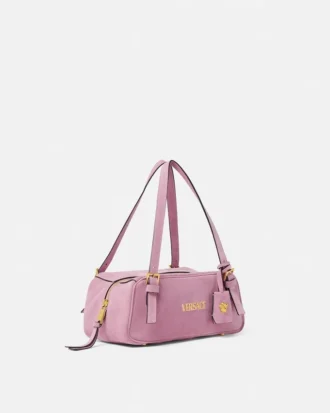 Versace Tag Suede Bowling Bag