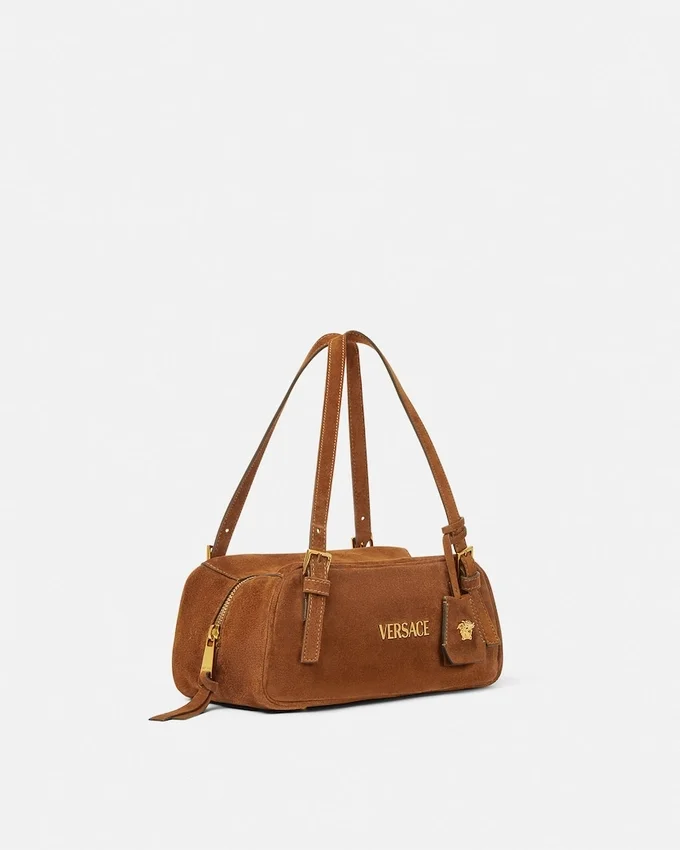 Versace Tag Suede Bowling Bag Versace Tag Suede Bowling Bag