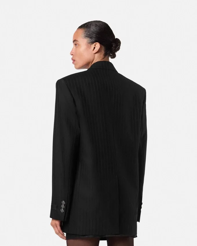 Wool Pinstripe Double-Breasted Blazer Wool Pinstripe Double-Breasted Blazer